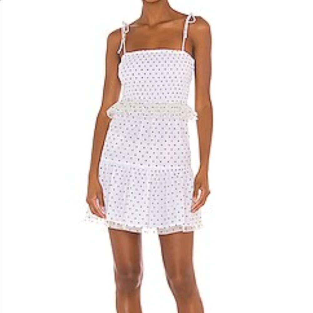 NWT polka dot and tulle smocked mini dress